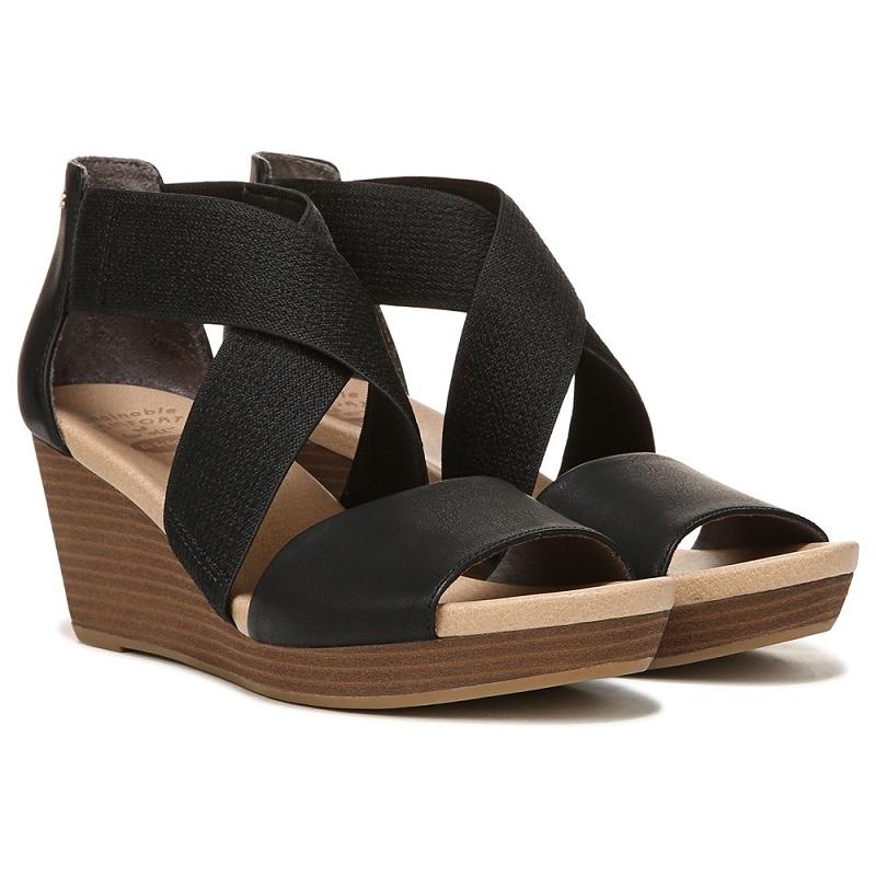 Sandalias Dr Scholls Barton Band Wedge Mujer Negros | MX2976JJQ