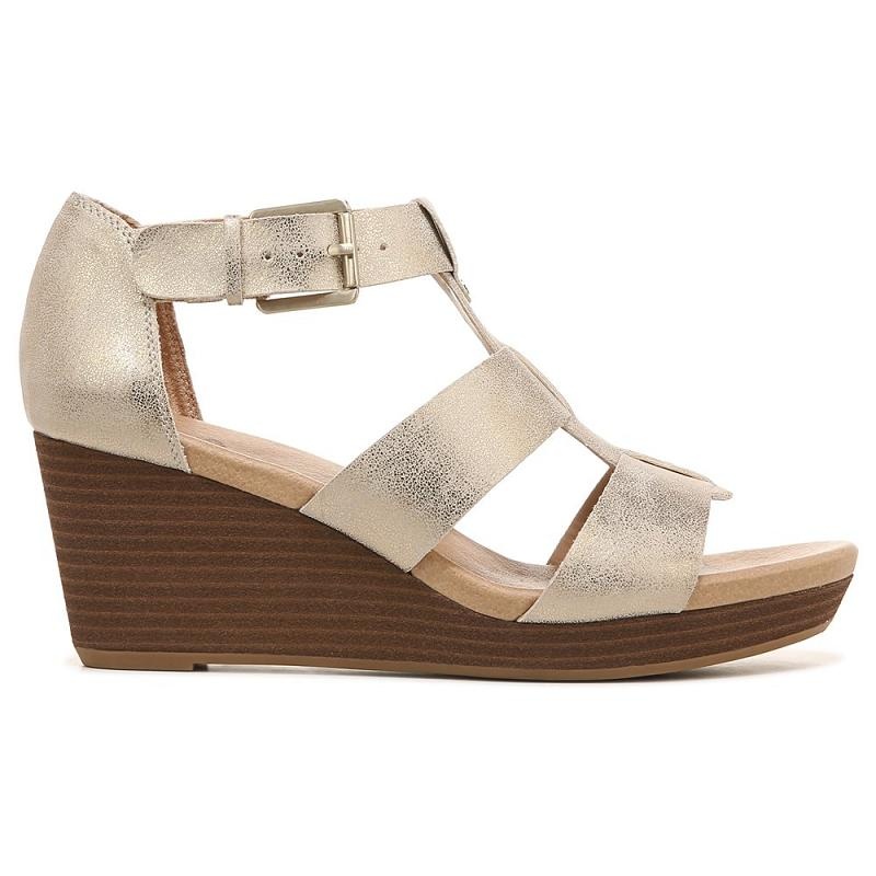 Sandalias Dr Scholls Barton Wedge Mujer Dorados | MX2951HKW