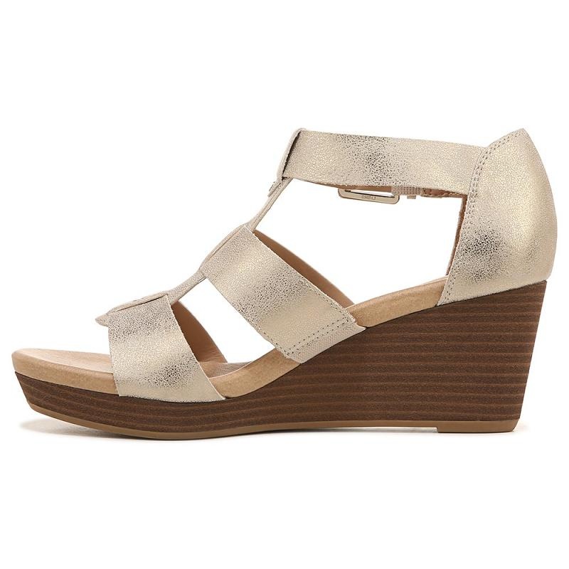 Sandalias Dr Scholls Barton Wedge Mujer Dorados | MX2951HKW