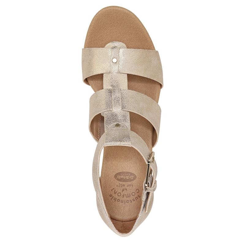 Sandalias Dr Scholls Barton Wedge Mujer Dorados | MX2951HKW