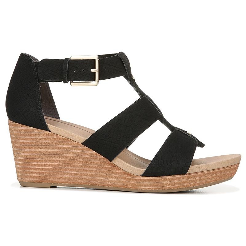 Sandalias Dr Scholls Barton Wedge Mujer Negros Serpent | MX2953FMR