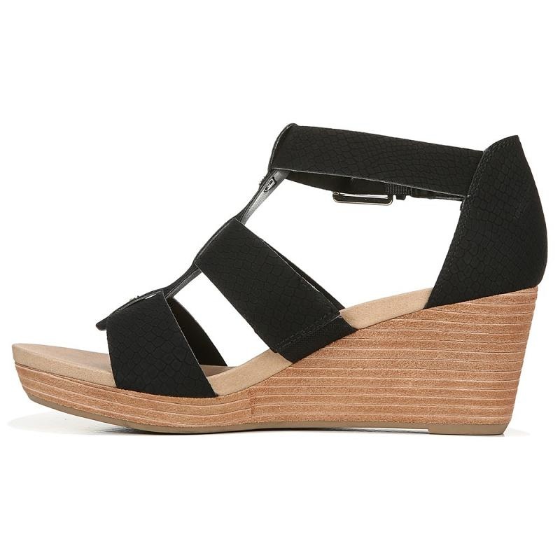 Sandalias Dr Scholls Barton Wedge Mujer Negros Serpent | MX2953FMR