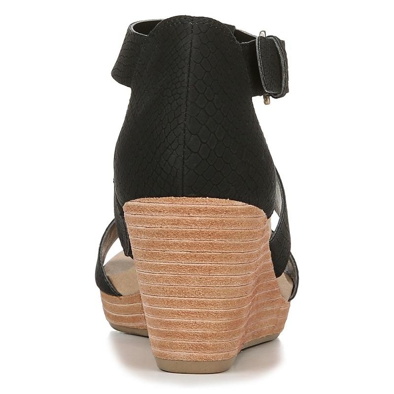 Sandalias Dr Scholls Barton Wedge Mujer Negros Serpent | MX2953FMR