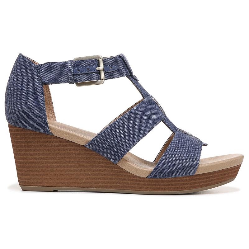 Sandalias Dr Scholls Barton Wedge Mujer Azules | MX2955SOY