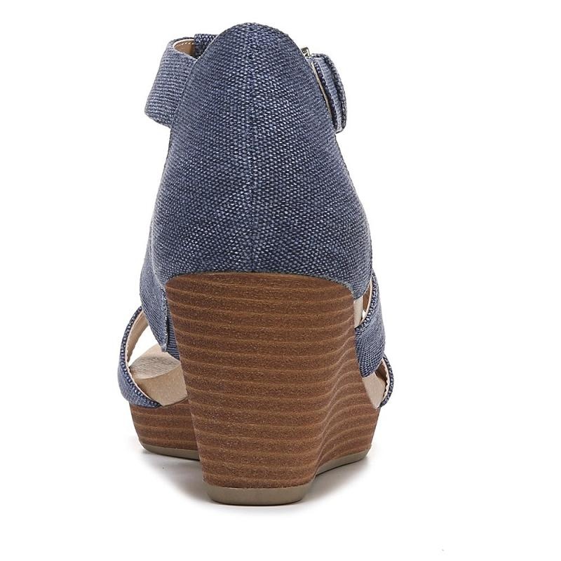 Sandalias Dr Scholls Barton Wedge Mujer Azules | MX2955SOY