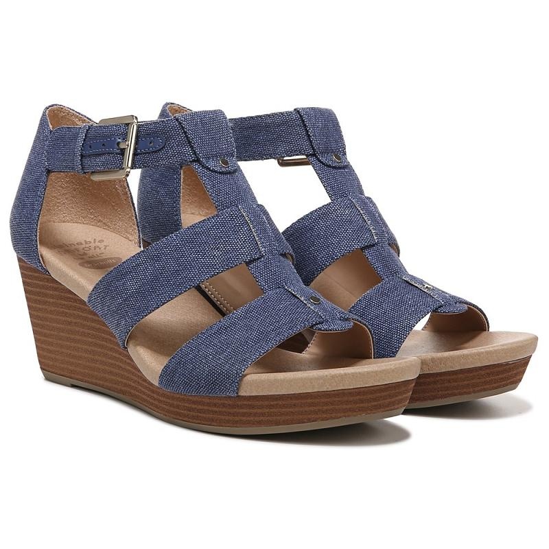 Sandalias Dr Scholls Barton Wedge Mujer Azules | MX2955SOY