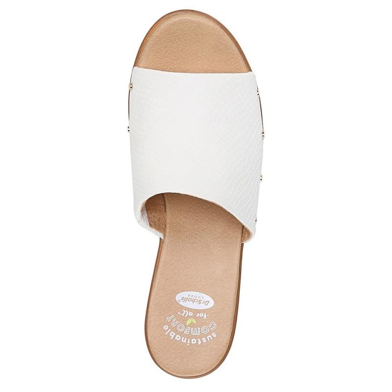 Sandalias Dr Scholls Wake Up Block Heel Mujer Blancos Serpent | MX2936TVD