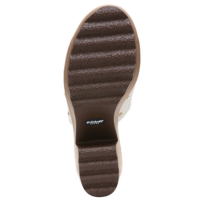 Sandalias Dr Scholls Wake Up Block Heel Mujer Blancos Serpent | MX2936TVD